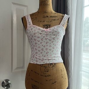Floral Pink and White Tank Top